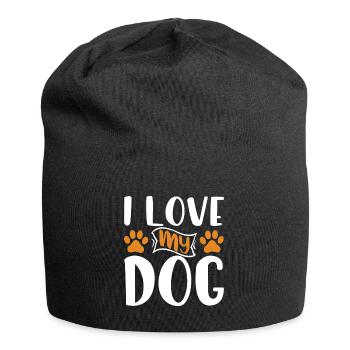 Ich liebe meinen Hund - Pfoten - Jersey-Beanie - Schwarz - Vorne