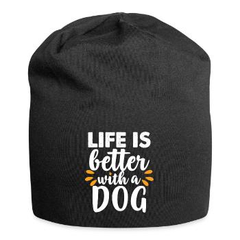La vie est meilleure avec un chien - Bonnet en jersey - noir - Devant