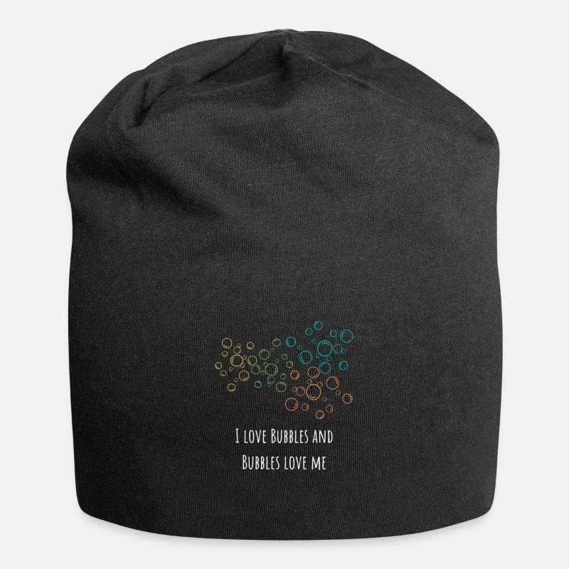 I love bubbles and bubbles love me Seifenblasen - Jersey-Beanie - Schwarz