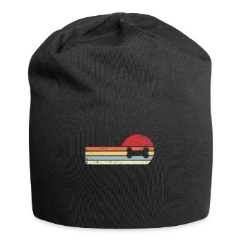 Sun and retro lines - Dog bones - - Jersey Beanie - black - Front