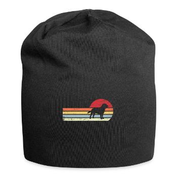 Sun and retro lines - Dog - - Jersey Beanie - black - Front