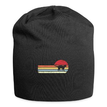 Sonne und Retro-Linien - Katze - - Jersey-Beanie - Schwarz - Vorne