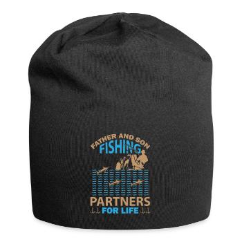 Vater und Sohn als Angelpartner fürs Leben - - Jersey-Beanie - Schwarz - Vorne