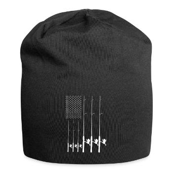 USA Flagge Angeln 6 - - Jersey-Beanie - Schwarz - Vorne