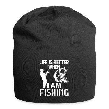 Life is better when I'm fishing - - Jersey Beanie - black - Front