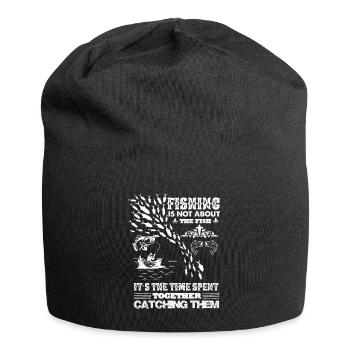 Fishing is not about the fish, but about - Jersey Beanie - black - Front