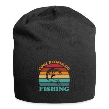 Coole Leute fischen 3 - - Jersey-Beanie - Schwarz - Vorne