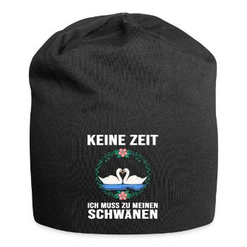 Schwan "Schwanzeit" Schwäne verliebt Schwanpaar - Jersey-Beanie - Schwarz - Vorne