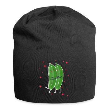 Cute Cucumber Couple Hugging Cucumber Fruits - Jersey-Beanie - Schwarz - Vorne