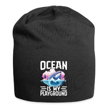 Der Ozean ist mein Spielplatz - Jersey-Beanie - Schwarz - Vorne