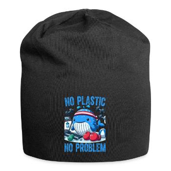 Kein Plastik, kein Problem - Jersey-Beanie - Schwarz - Vorne