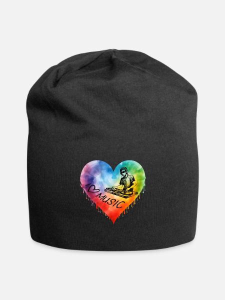 I Love Music - Jersey-Beanie - Schwarz