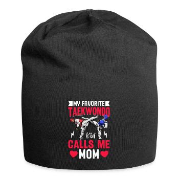 Mon enfant de taekwondo préféré m’appelle maman - Bonnet en jersey - noir - Devant