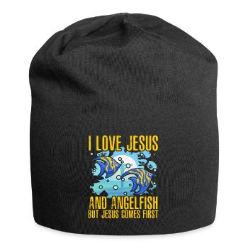 I love Jesus and Angelfish but Jesus comes first - Jersey Beanie - black - Front