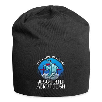 This Girl runs on Jesus and Angelfish - Jersey Beanie - black - Front