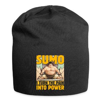 Sumo Ich verwandle den Schmerz in Kraft - Jersey-Beanie - Schwarz - Vorne