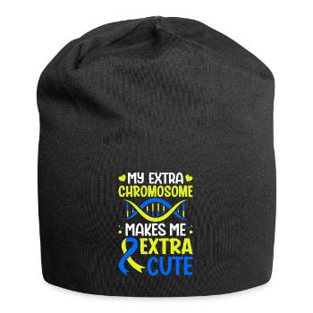 My Extra Chromosome Makes Me Extra Cute Funny - Jersey Beanie - black - Front