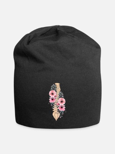 Lustige Skoliose Wirbelsäulenfusion Blumen Zervikal - Jersey-Beanie - Schwarz