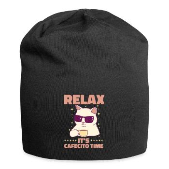 Cafecito Lover Drinking Cafecito Mix Cuban Coffee - Jersey Beanie - black - Front