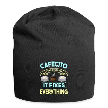 Cafecito Lover Drinking Cafecito Mix Cuban Coffee - Jersey Beanie - black - Front