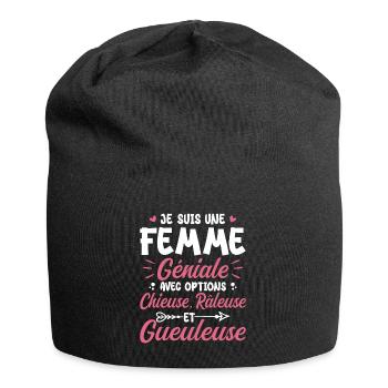Chieuse gueuleuse grouch humorous femme géniale - Jersey Beanie - black - Front