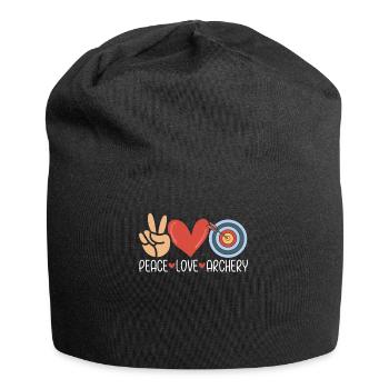 Peace Love Bogenschießen Jagd Compound Bogen Lustig - Jersey-Beanie - Schwarz - Vorne