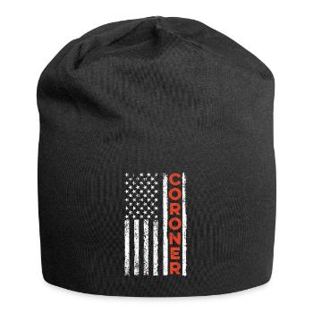 Gerichtsmediziner USA Flagge Strafverfolgung Patriotischer Stellvertreter - Jersey-Beanie - Schwarz - Vorne