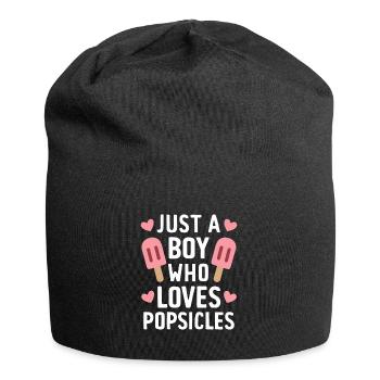 Nur ein Junge, der Eis am Stiel liebt Lustiges Eis am Stiel Eis - Jersey-Beanie - Schwarz - Vorne