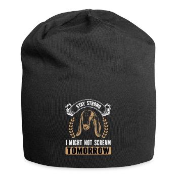 Nubisches Ziegengeflüster - Jersey-Beanie - Schwarz - Vorne