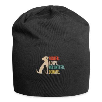 Foster Adopt Volunteer Donate Retro Foster Animal - Jersey Beanie - black - Front