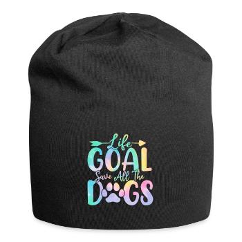Lebensziel Rette alle Hunde Tie Dye Lustiger Welpe - Jersey-Beanie - Schwarz - Vorne