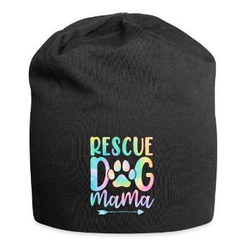 Rettungshund Mama Pflegehund Mama Tie Dye Tier - Jersey-Beanie - Schwarz - Vorne