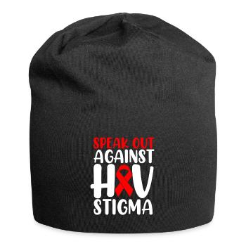 Speak Out Against HV Stigma Red Ribbon Funny HIV - Jersey Beanie - black - Front