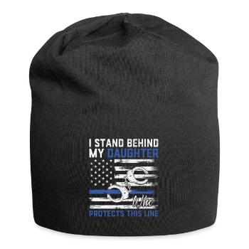Polizist Tochter USA Flagge Strafverfolgung - Jersey-Beanie - Schwarz - Vorne