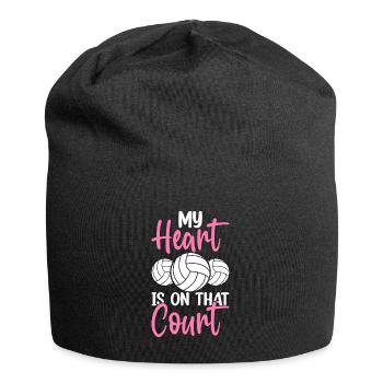 Mein Herz Ist Auf Diesem Platz Volleyball Lustige Beule - Jersey-Beanie - Schwarz - Vorne