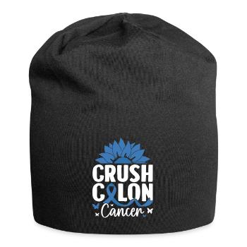 Crush Colon Cancer Blue Ribbon Darm-Koloskopie - Jersey-Beanie - Schwarz - Vorne