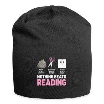 Nichts geht über das Lesen von Stein, Papier, Schere, Lustig - Jersey-Beanie - Schwarz - Vorne