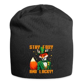 Stay Foxy and Lucky St. Patrick's Day - Jersey Beanie - black - Front