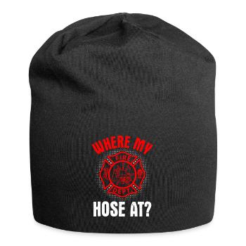 Wo Mein Schlauch an der lustigen Feuerwehr-Roten Linie - Jersey-Beanie - Schwarz - Vorne
