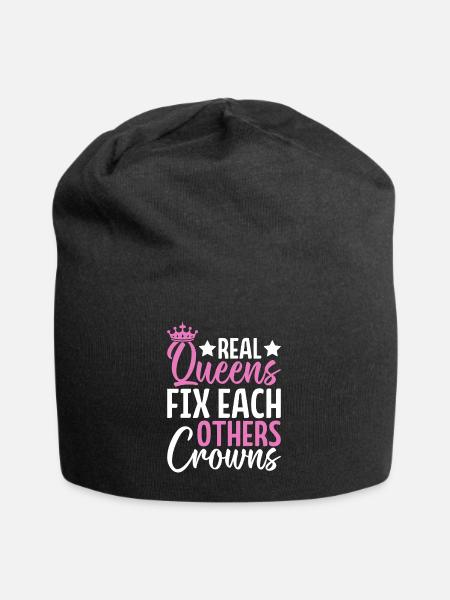 Echte Königinnen fixieren sich gegenseitig Kronen Glitzer Glamour - Jersey-Beanie - Schwarz