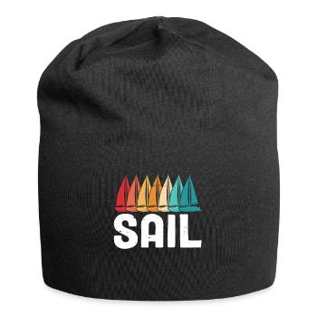 Voile dériveur voilier capitaine de mer Rétro drôle - Bonnet en jersey - noir - Devant