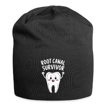 Wurzelkanal Überlebender Zahn Zahnarzt Funny Dental - Jersey-Beanie - Schwarz - Vorne