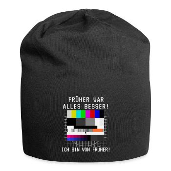 Früher war alles besser TV Testbild Geburtstag - Jersey-Beanie - Schwarz - Vorne