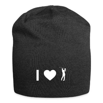 Ich Herz und Golf - - Jersey-Beanie - Anthrazit - Vorne