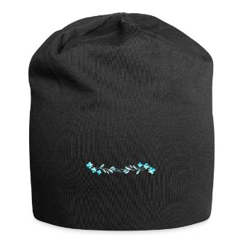 fleurs bleues caresser fleurs - Bonnet en jersey - noir - Devant