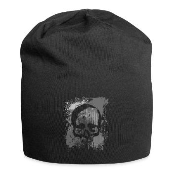 Crâne sur des taches de couleur | Taches de crâne - Bonnet en jersey - noir - Devant