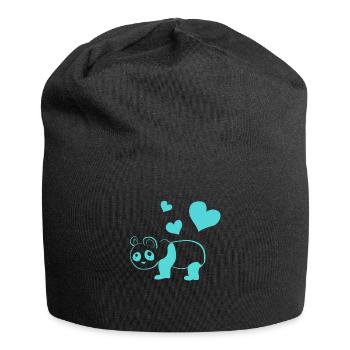 Panda cœurs bleus animal amour animal - Bonnet en jersey - noir - Devant
