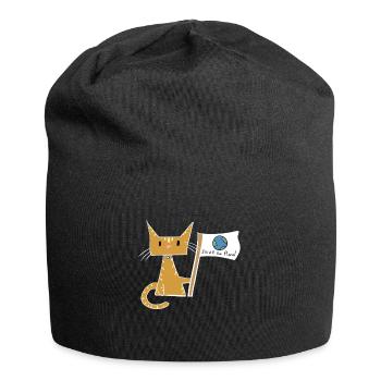 sauver la planète drapeau chat protection du climat - Bonnet en jersey - noir - Devant