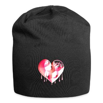heart symbol broken pink scars - Jersey Beanie - black - Front
