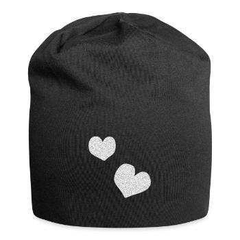 zwei rosa herzen glitzer herz - Jersey-Beanie - Schwarz - Vorne
